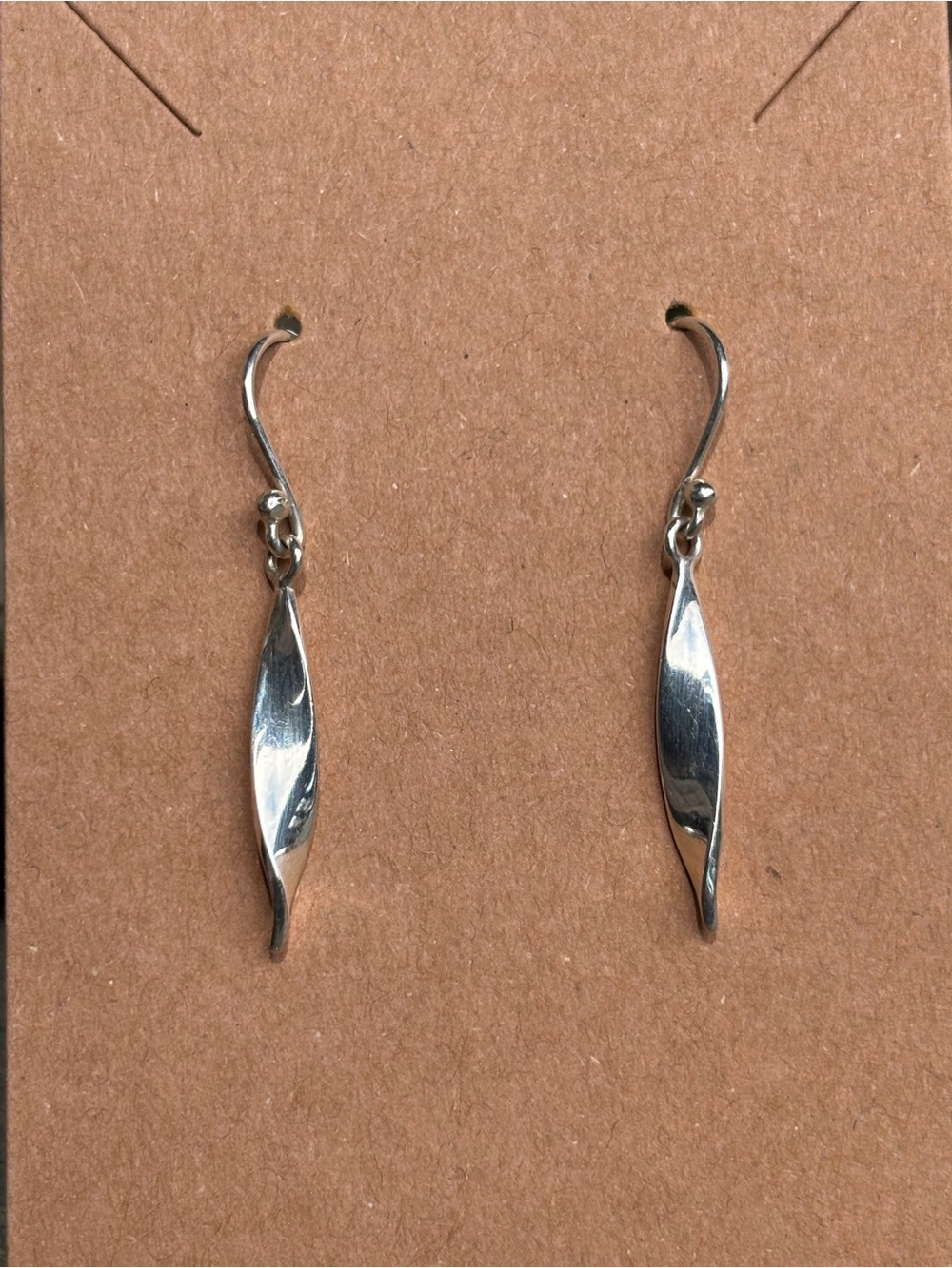 Sterling Silver Twisted Drop Earrings - Silver